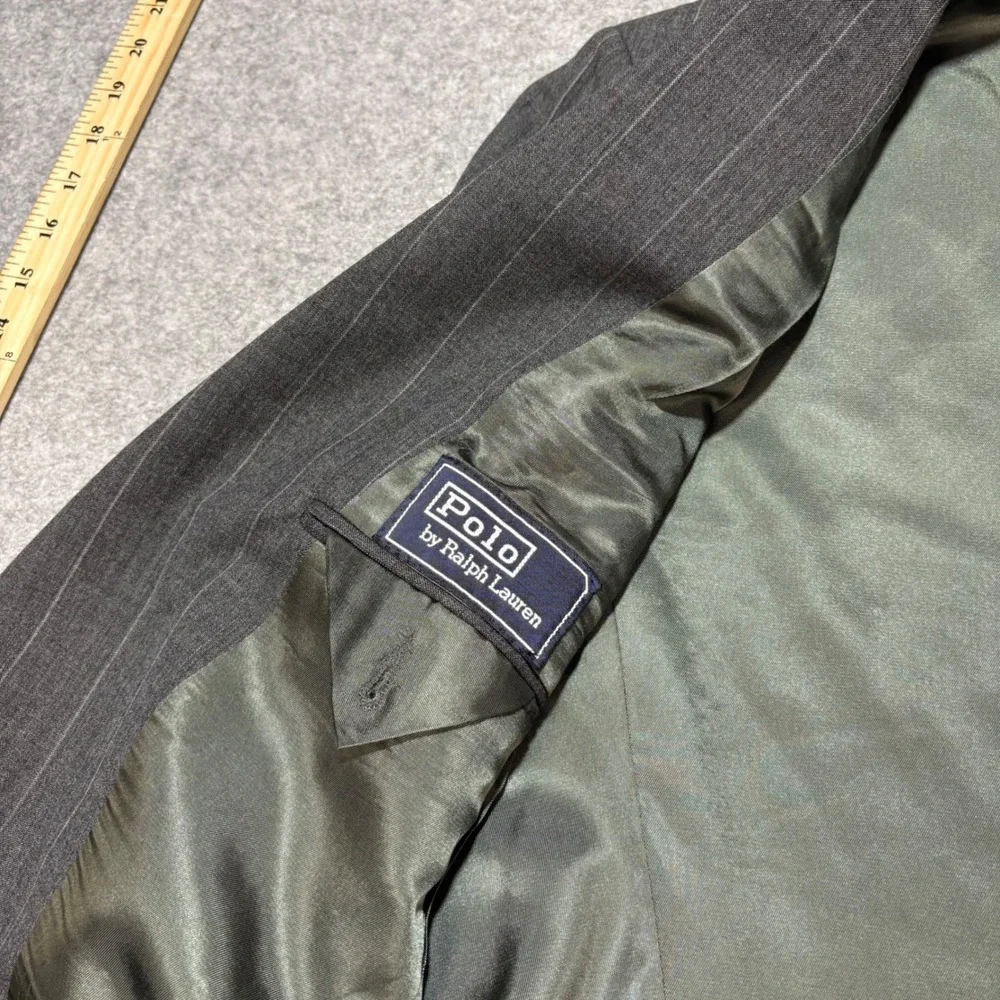 Polo Ralph Lauren Mens Pinstripe Blazer Gray Two Button Sport Coat Suit Jacket